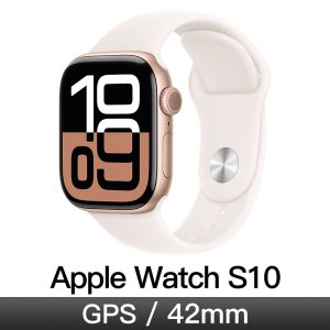 Apple Watch S10 GPS 42mm 玫瑰金鋁/淡胭粉運動錶帶-S/M MWWH3TA/A